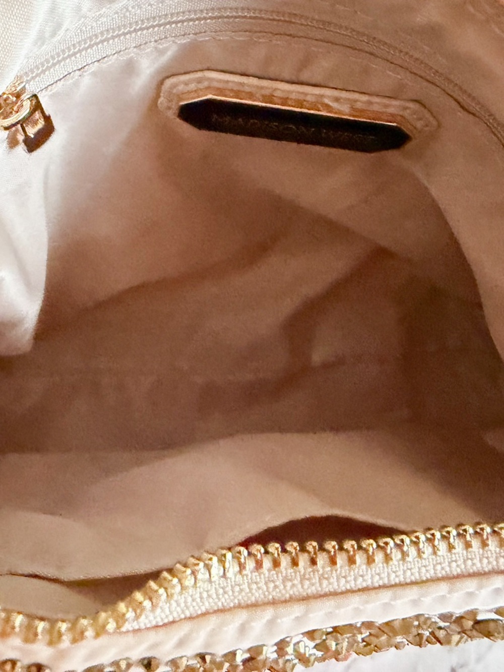 Like New Madison West Gold Studded Evening bag with a gold chain and gold studs - Picture 7 of 14